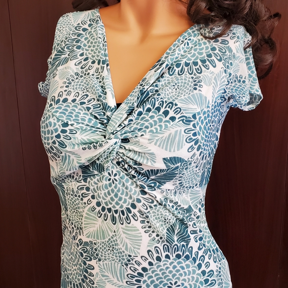 Ann Taylor Floral Mosaic Twist Knot Top